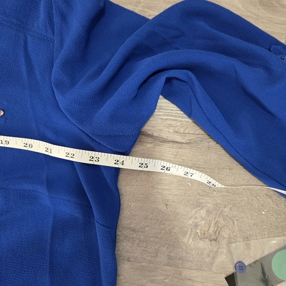 NEW ALYX Blue Blouse Size 1X Lightweight 3/4 Sleeves Flowy V-Neck Office Savvy - Picture 13 of 13